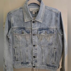 NWT Saltwater LUXE Rhinestone Light Denim Jacket Size Medium